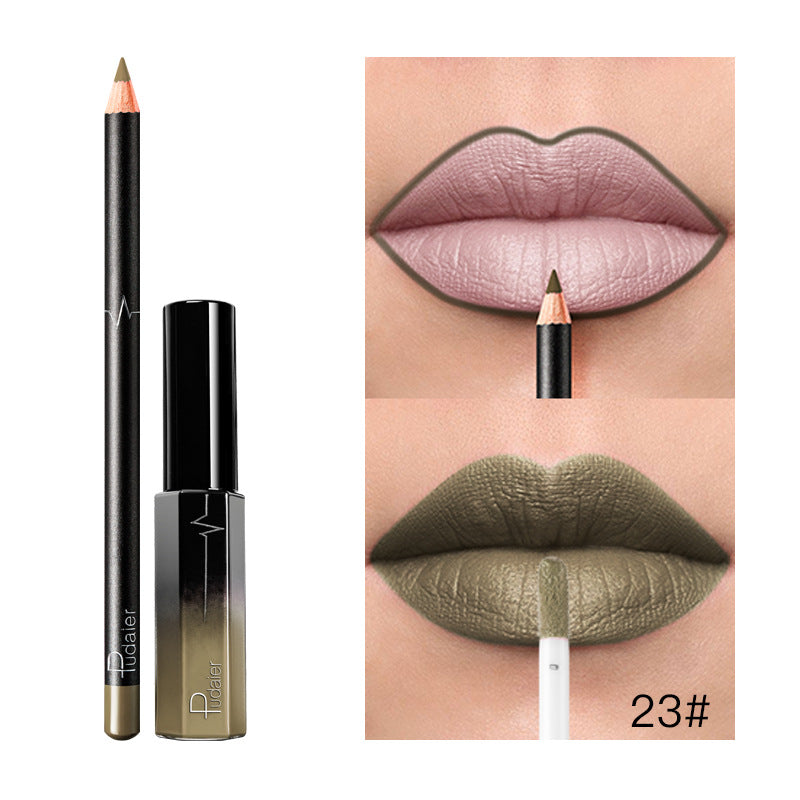 Pudaier 36 Color Matte Lip Gloss Lip Liner Matte Matte Lip Glaze Lipstick Pencil - Veloura