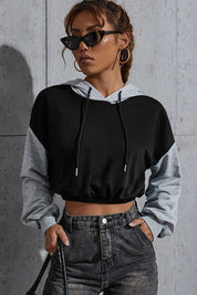 Contrast Long Sleeve Cropped Hoodie by eprolo