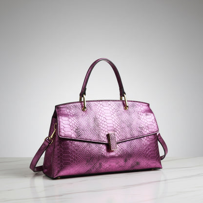 Snake Print Leather Women Bags Luxury Fashion Ladies Handbags Shoulder Crossbody Bag Portable Mother Top Handle Tote Bags - Veloura