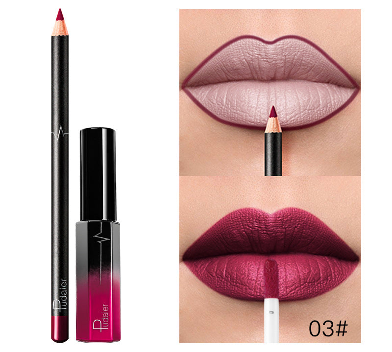 Pudaier 36 Color Matte Lip Gloss Lip Liner Matte Matte Lip Glaze Lipstick Pencil