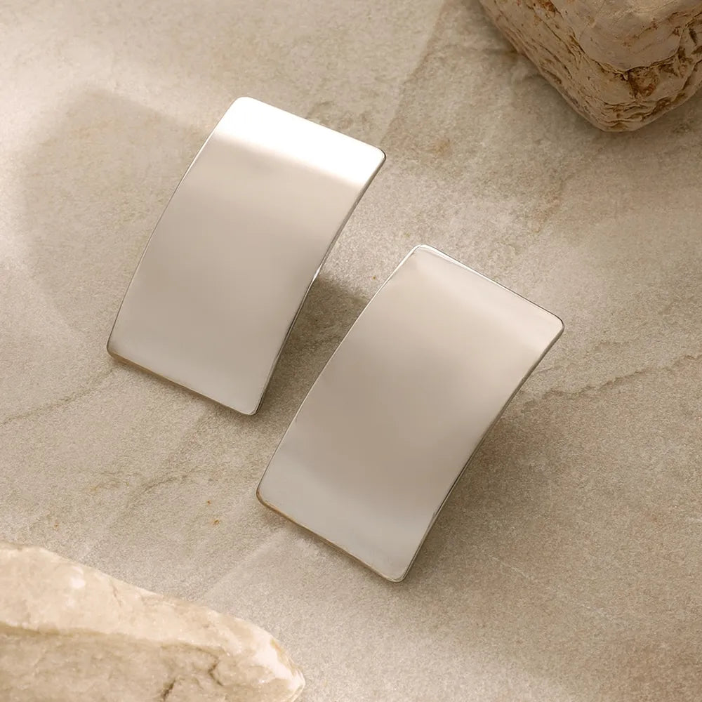 Stainless steel geometric smooth earrings female rectangular titanium steel earrings