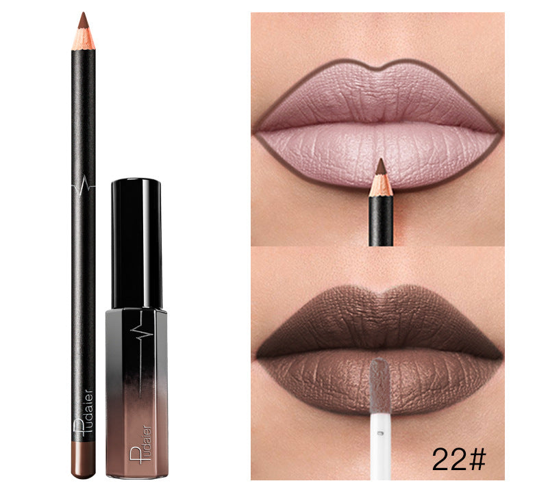 Pudaier 36 Color Matte Lip Gloss Lip Liner Matte Matte Lip Glaze Lipstick Pencil