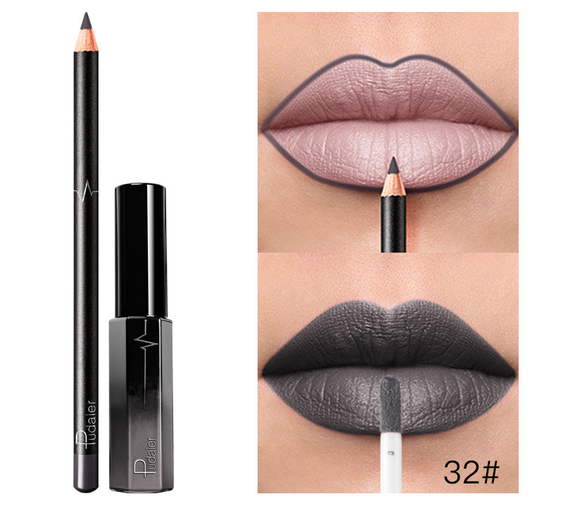 Pudaier 36 Color Matte Lip Gloss Lip Liner Matte Matte Lip Glaze Lipstick Pencil