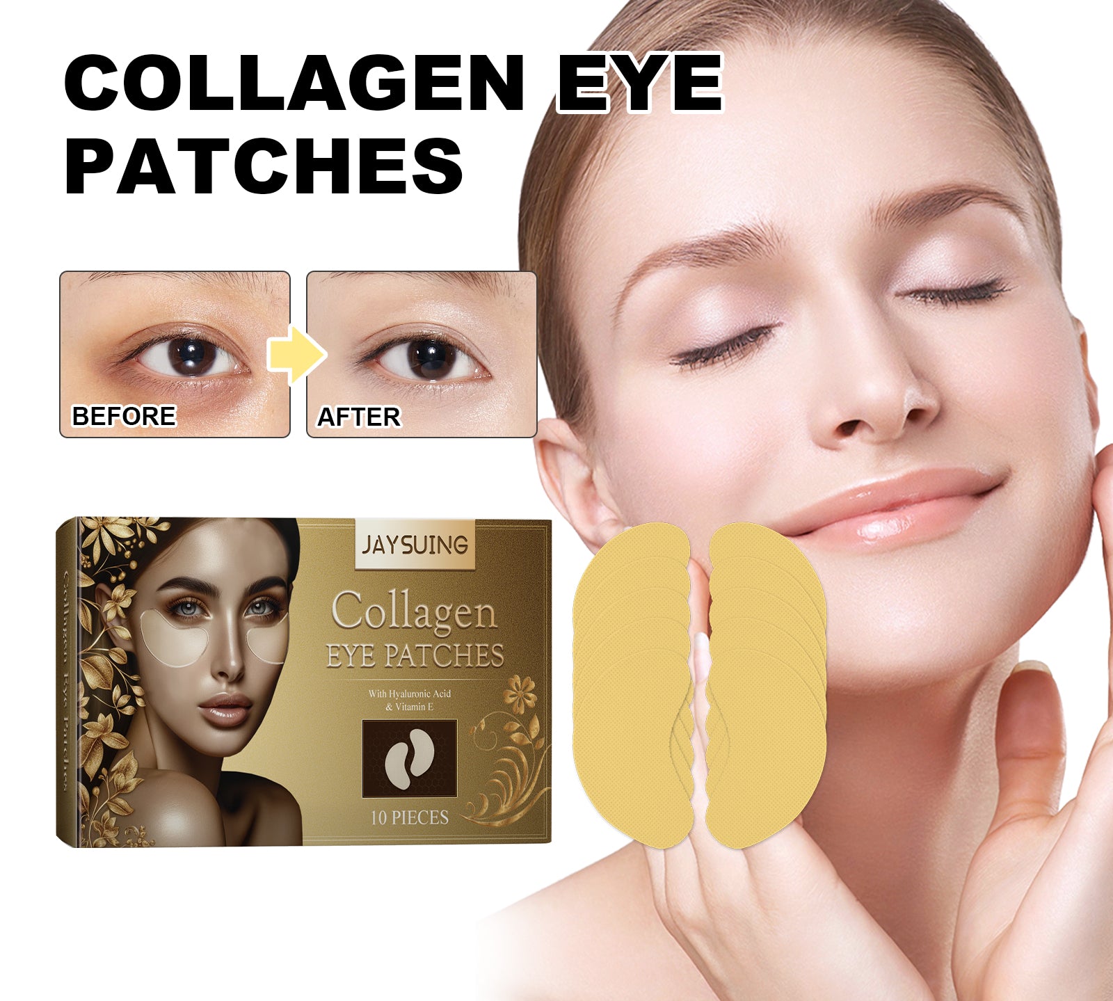 Collagen Eye Patches, Fade Fine Line Eye Line Moisturizing Anti-Wrinkle Firming Lift Eye Patch by eprolo