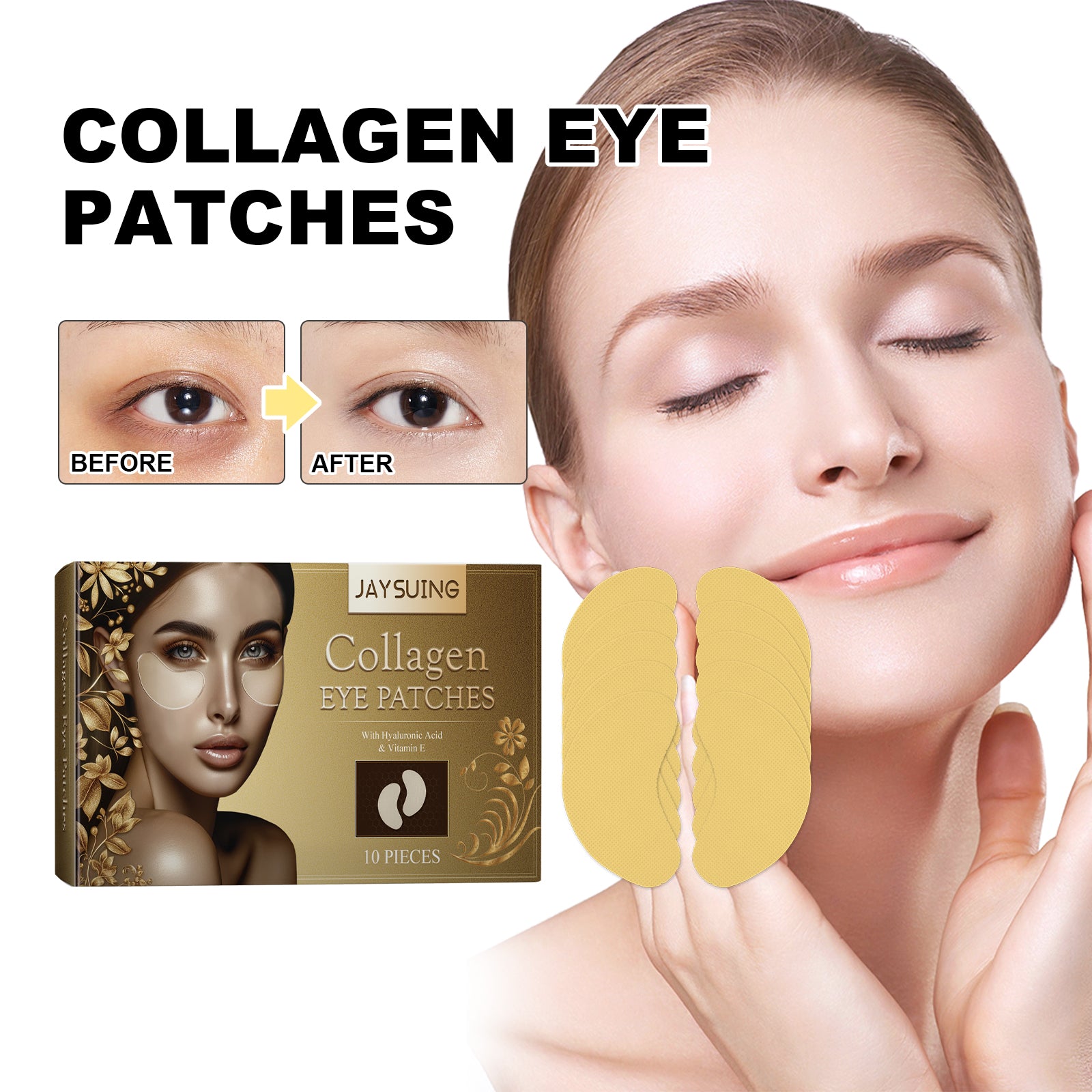 Collagen Eye Patches, Fade Fine Line Eye Line Moisturizing Anti-Wrinkle Firming Lift Eye Patch by eprolo