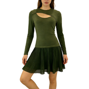 Women's fashionable chiffon pleated dress with cutout details at the chest by eprolo