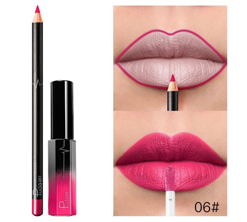 Pudaier 36 Color Matte Lip Gloss Lip Liner Matte Matte Lip Glaze Lipstick Pencil