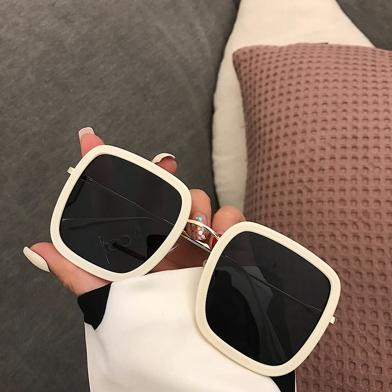 Large frame square sunglasses for ladies, elegant driving, long face sunglasses, trendy and UV protection - Veloura