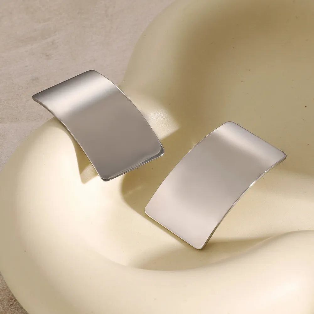 Stainless steel geometric smooth earrings female rectangular titanium steel earrings