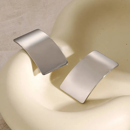 Stainless steel geometric smooth earrings female rectangular titanium steel earrings - Veloura