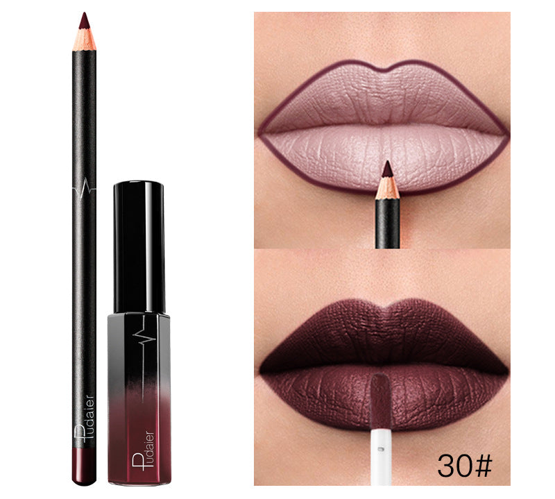 Pudaier 36 Color Matte Lip Gloss Lip Liner Matte Matte Lip Glaze Lipstick Pencil