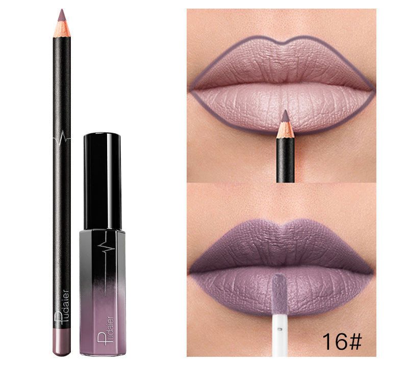 Pudaier 36 Color Matte Lip Gloss Lip Liner Matte Matte Lip Glaze Lipstick Pencil