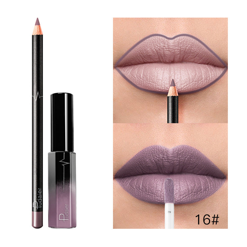 Pudaier 36 Color Matte Lip Gloss Lip Liner Matte Matte Lip Glaze Lipstick Pencil - Veloura