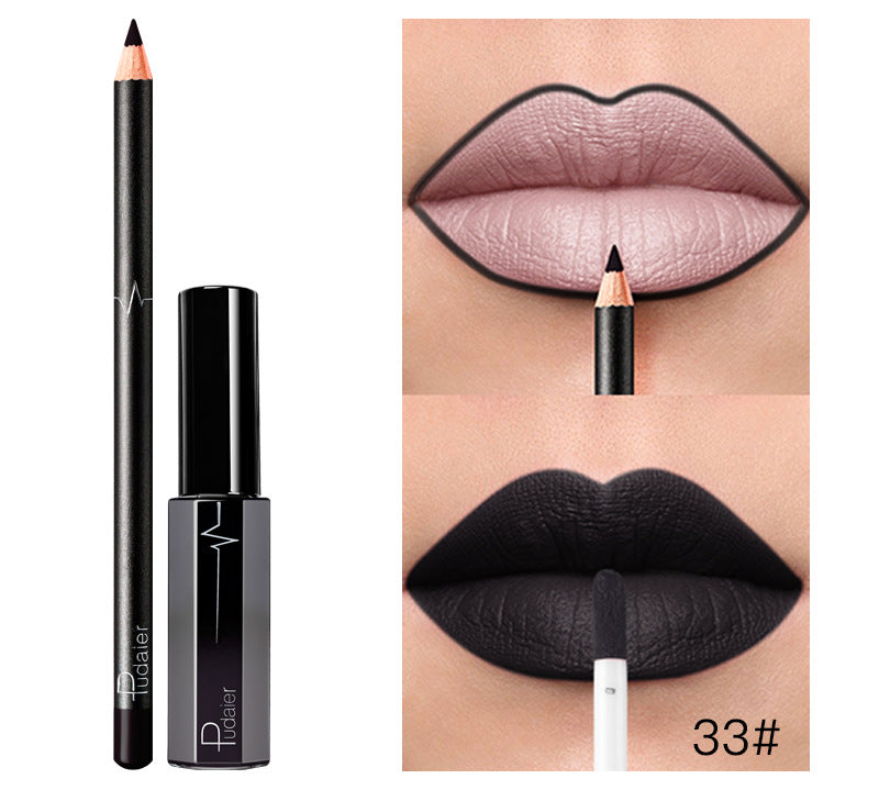 Pudaier 36 Color Matte Lip Gloss Lip Liner Matte Matte Lip Glaze Lipstick Pencil