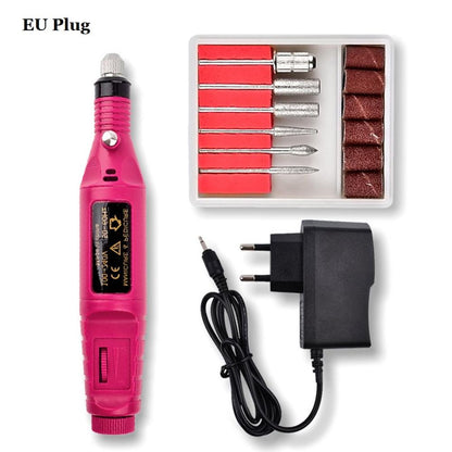 Electric Nail Drill Machine Kit Nail Gel Remove Machine Nail Art Tools Kit Pen Pedicure Nail File Sanding Bands by eprolo