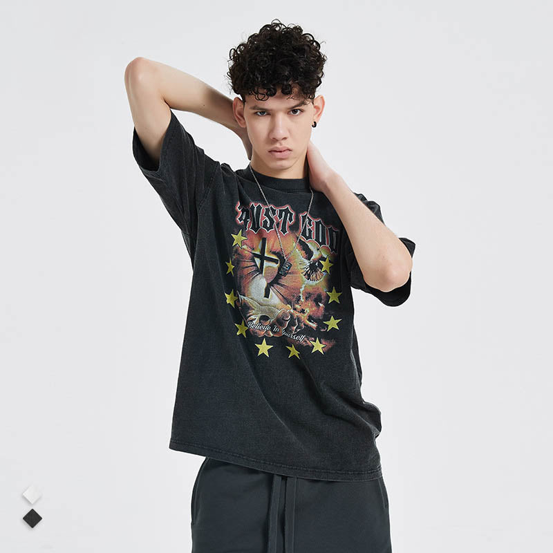 Retro Wash Print Oversized T-Shirt by eprolo