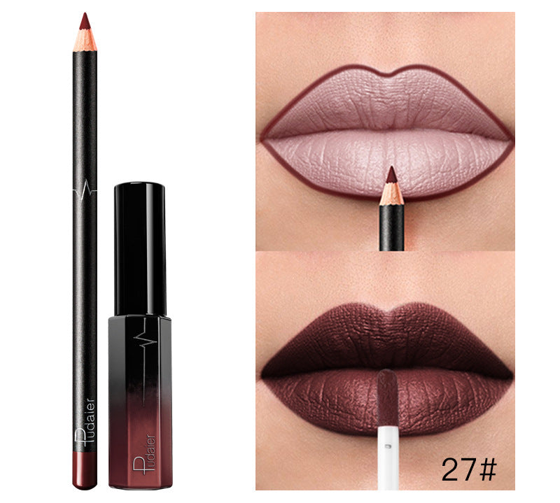 Pudaier 36 Color Matte Lip Gloss Lip Liner Matte Matte Lip Glaze Lipstick Pencil
