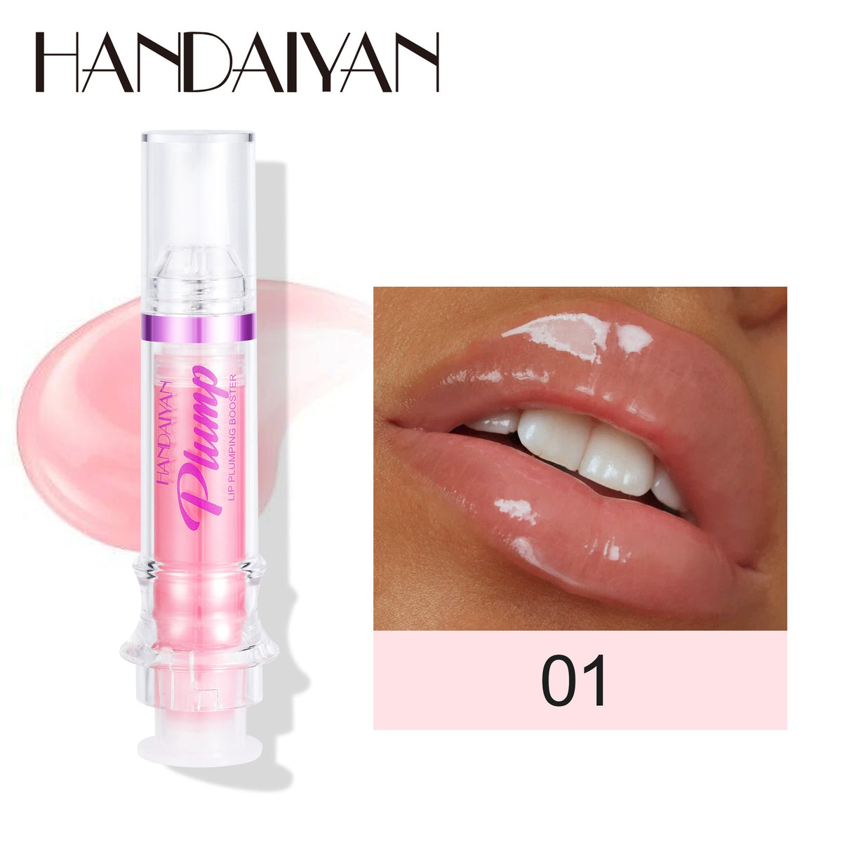HANDAIYAN PLUMP & POUT Lip Plumping Booster Gloss, High Shine for Plumper Looking Lips,Extreme Shine Crystal Volume Lip Oil - Veloura