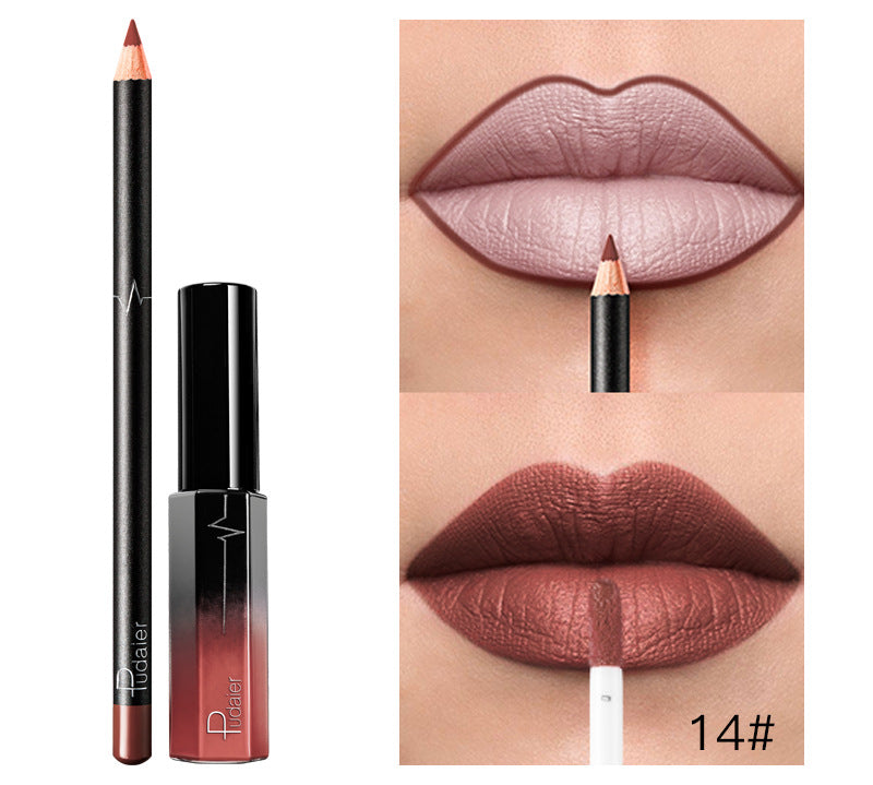 Pudaier 36 Color Matte Lip Gloss Lip Liner Matte Matte Lip Glaze Lipstick Pencil
