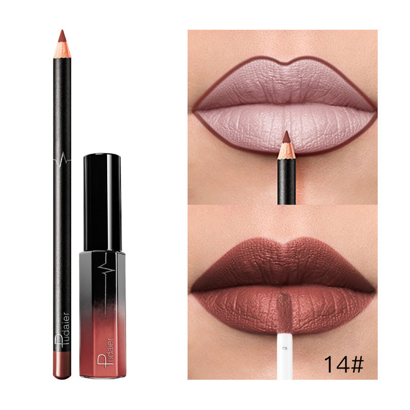 Pudaier 36 Color Matte Lip Gloss Lip Liner Matte Matte Lip Glaze Lipstick Pencil - Veloura