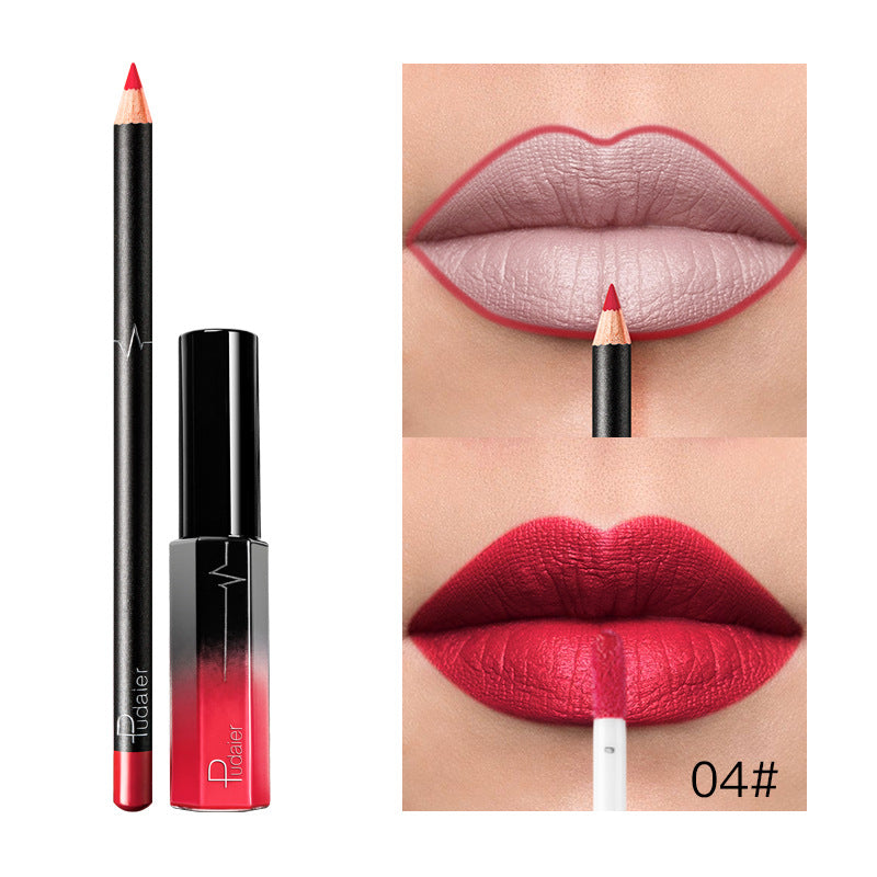 Pudaier 36 Color Matte Lip Gloss Lip Liner Matte Matte Lip Glaze Lipstick Pencil - Veloura