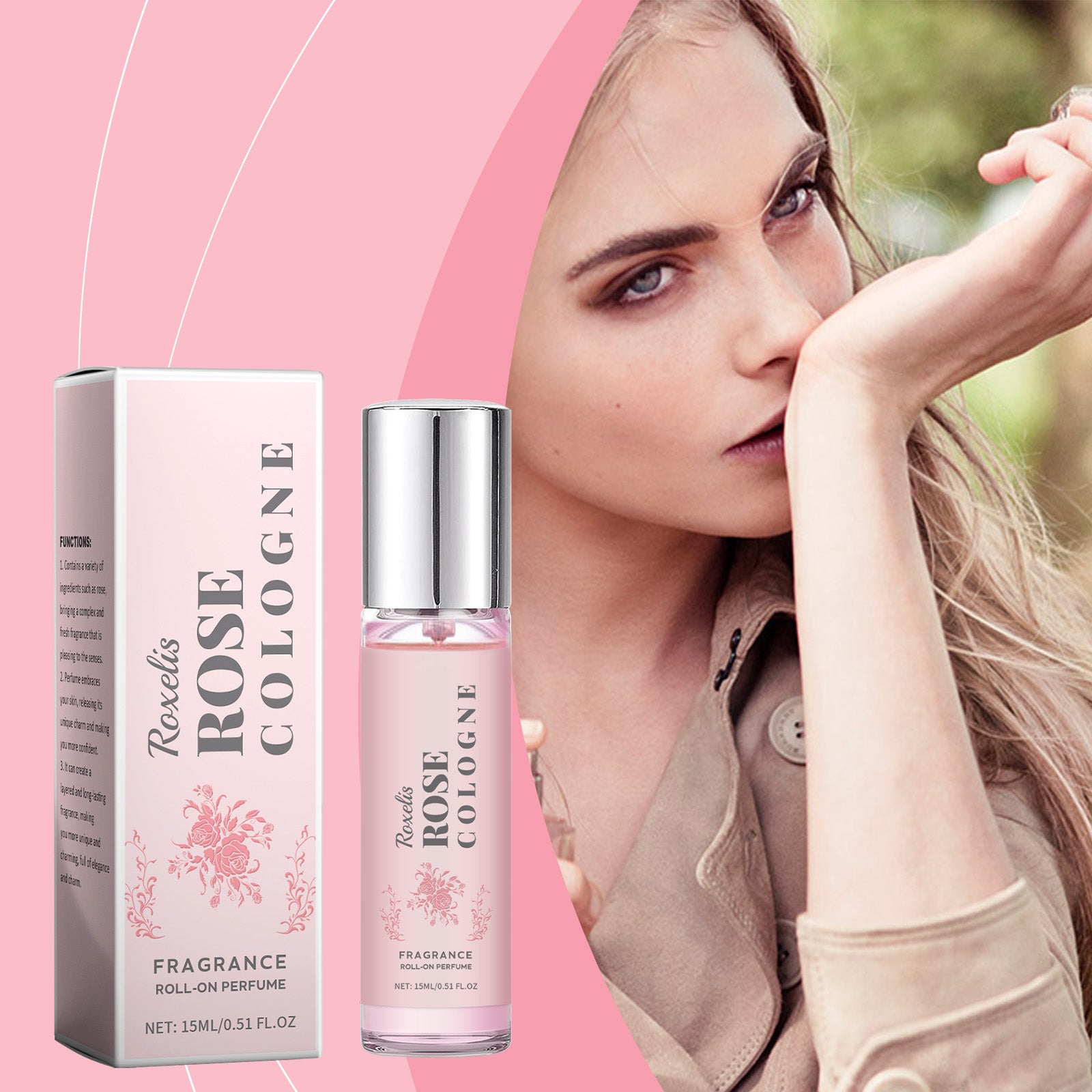 Rose Elegant Roll-On Perfume Women's Wrist Long-Lasting Light Fragrance Fresh Floral Roses Keep Perfume Perfume by eprolo