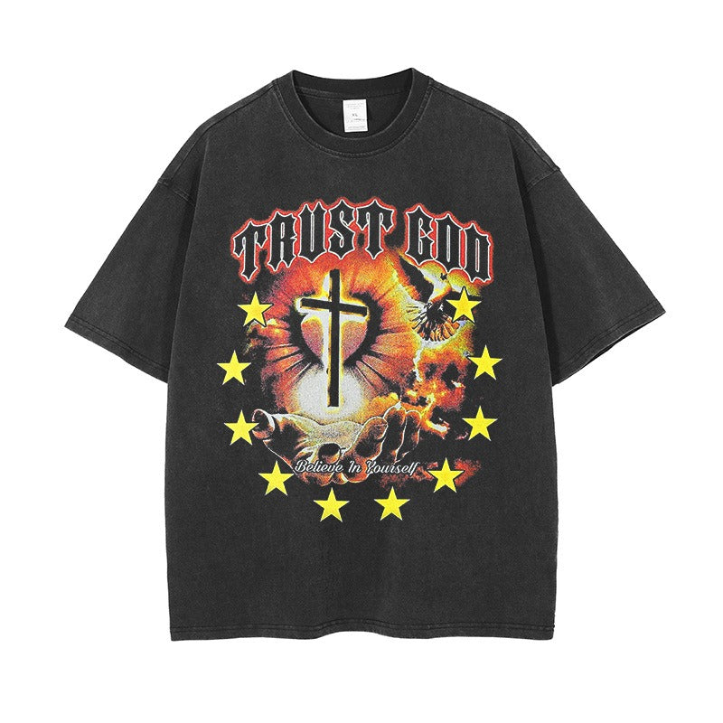 Retro Wash Print Oversized T-Shirt by eprolo