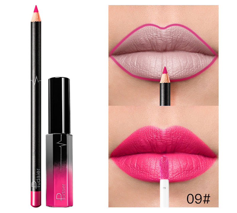Pudaier 36 Color Matte Lip Gloss Lip Liner Matte Matte Lip Glaze Lipstick Pencil
