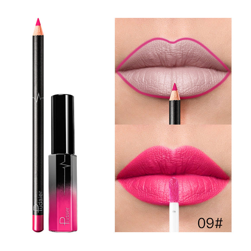 Pudaier 36 Color Matte Lip Gloss Lip Liner Matte Matte Lip Glaze Lipstick Pencil - Veloura