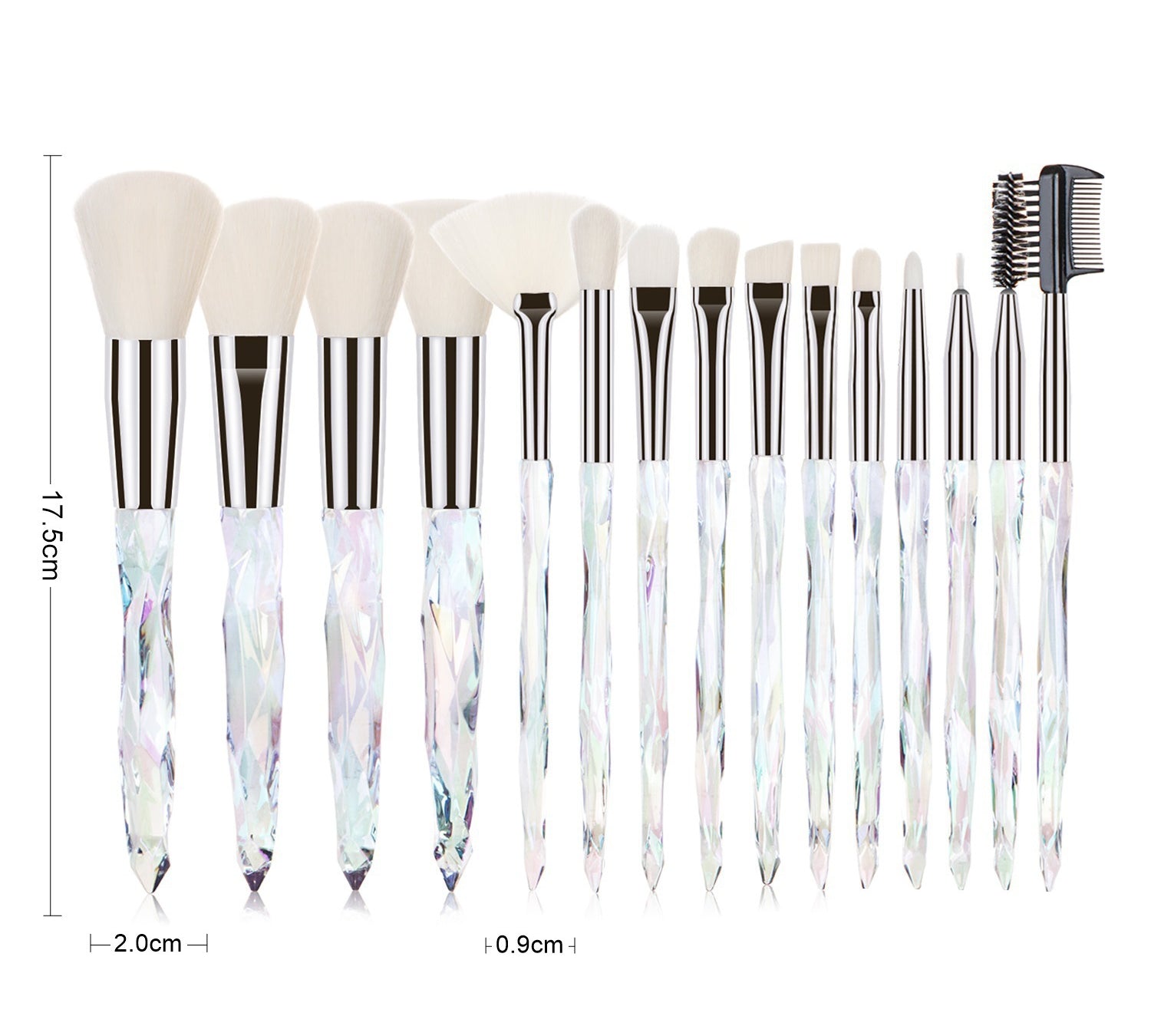 15 pcs Makeup Brushes Diamond Crystal Handle Makeup Tools Foundation Eyeshadow Brush
