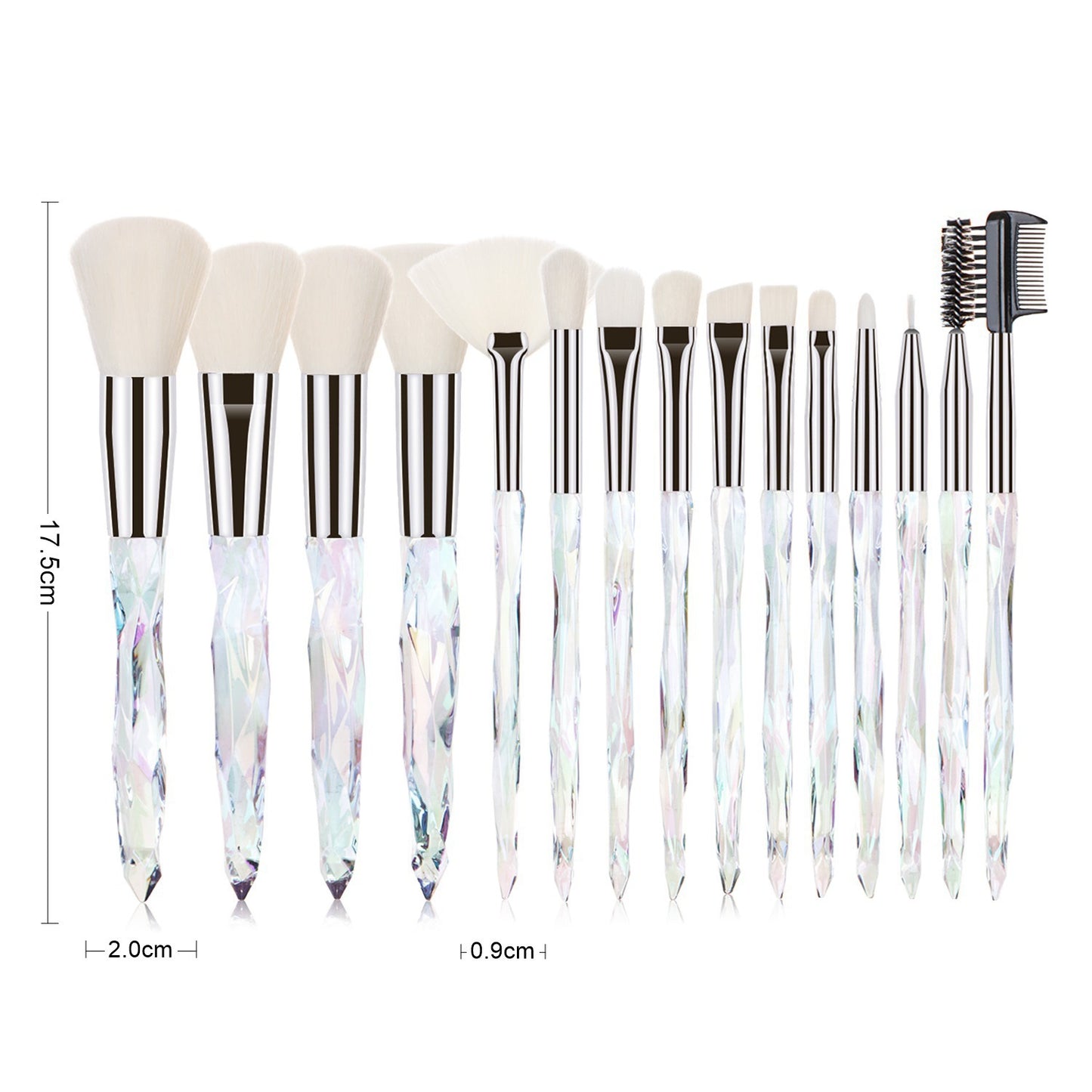 15 pcs Makeup Brushes Diamond Crystal Handle Makeup Tools Foundation Eyeshadow Brush - Veloura