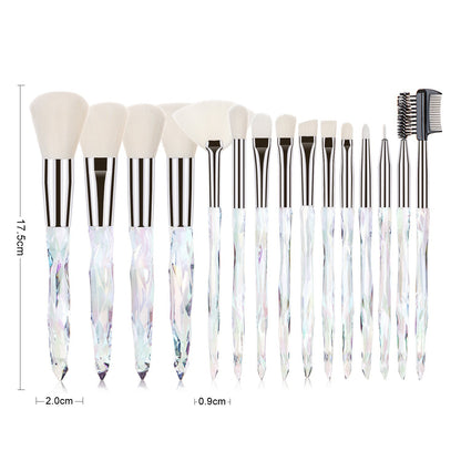 15 pcs Makeup Brushes Diamond Crystal Handle Makeup Tools Foundation Eyeshadow Brush - Veloura
