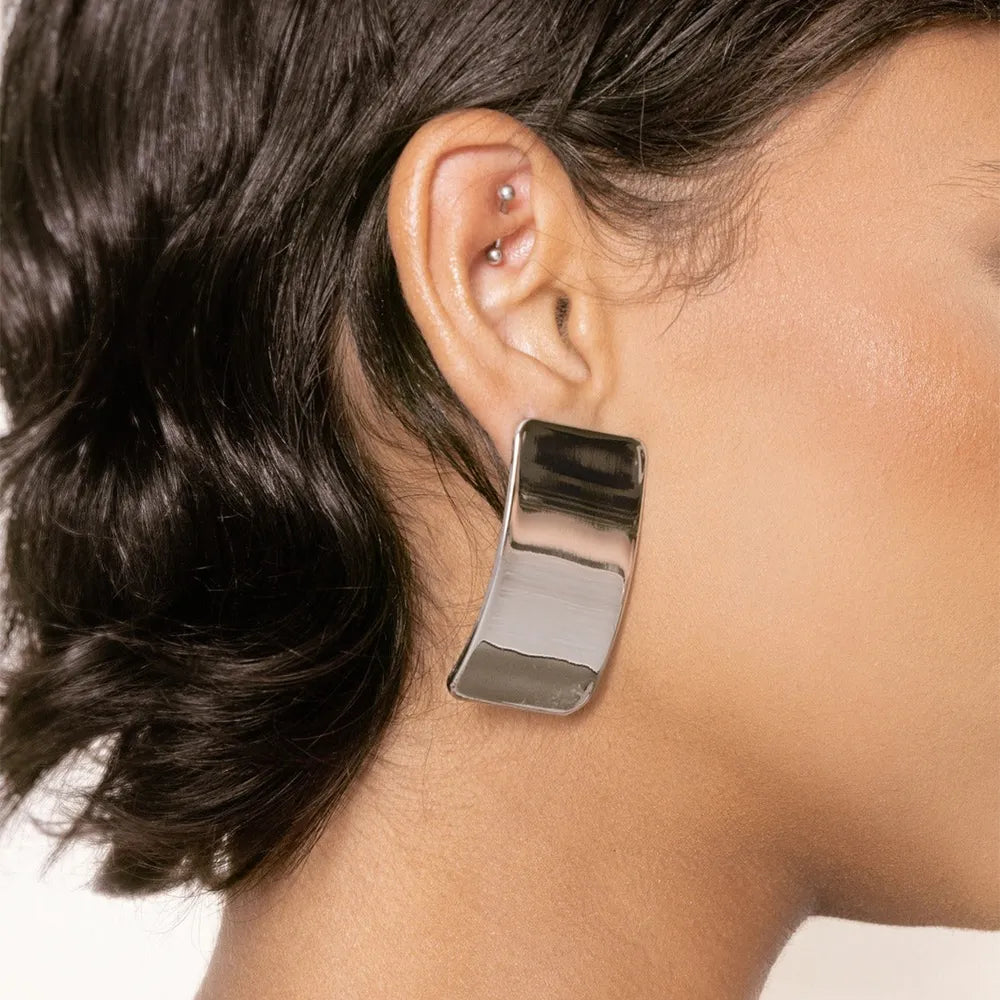 Stainless steel geometric smooth earrings female rectangular titanium steel earrings