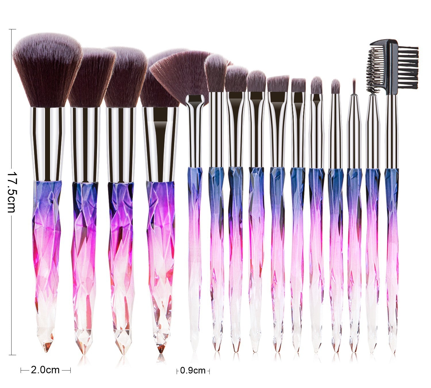 15 pcs Makeup Brushes Diamond Crystal Handle Makeup Tools Foundation Eyeshadow Brush