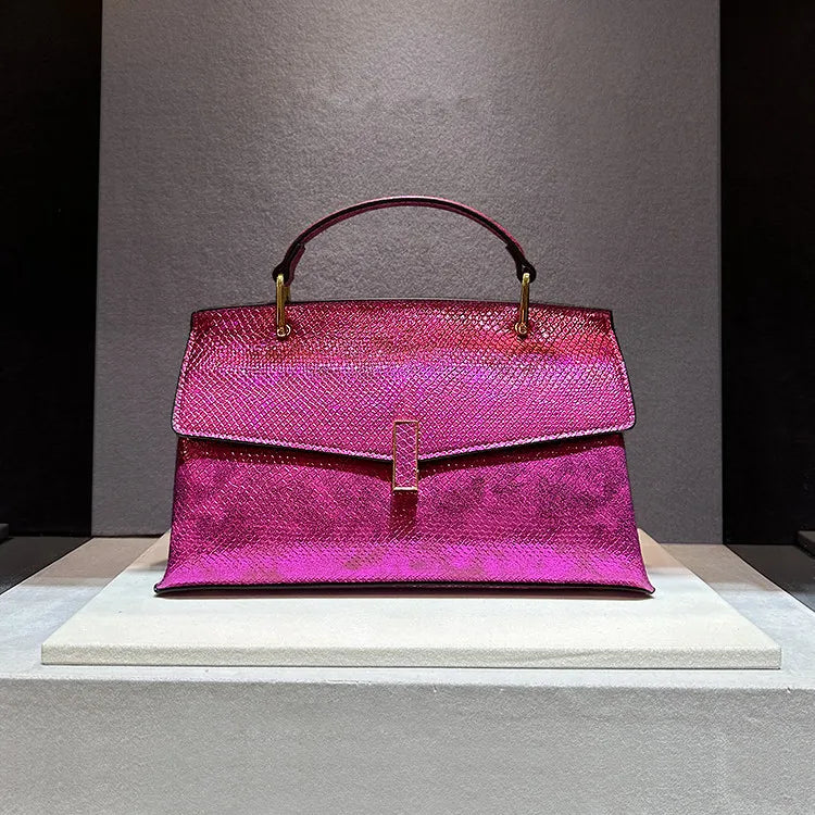 Snake Print Leather Women Bags Luxury Fashion Ladies Handbags Shoulder Crossbody Bag Portable Mother Top Handle Tote Bags - Veloura