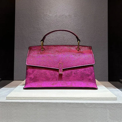 Snake Print Leather Women Bags Luxury Fashion Ladies Handbags Shoulder Crossbody Bag Portable Mother Top Handle Tote Bags - Veloura