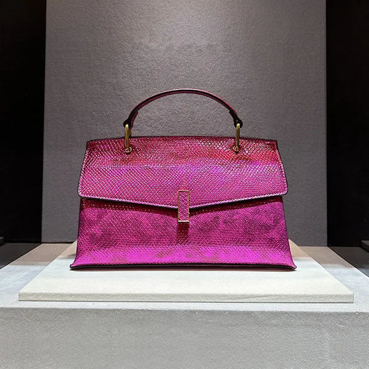 Snake Print Leather Women Bags Luxury Fashion Ladies Handbags Shoulder Crossbody Bag Portable Mother Top Handle Tote Bags - Veloura
